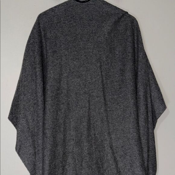 Gray and Black Poncho Sweater with Cape Sleeves - Picture 12 of 12